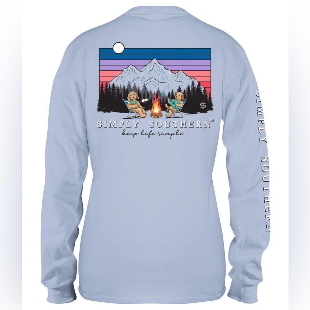 Simply Southern Women's Camp Dog Keep Life Simple Long Sleeve Top Size Medium